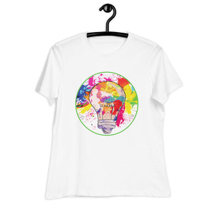 Women's Relaxed T-Shirt- Colourfull Light Bulb