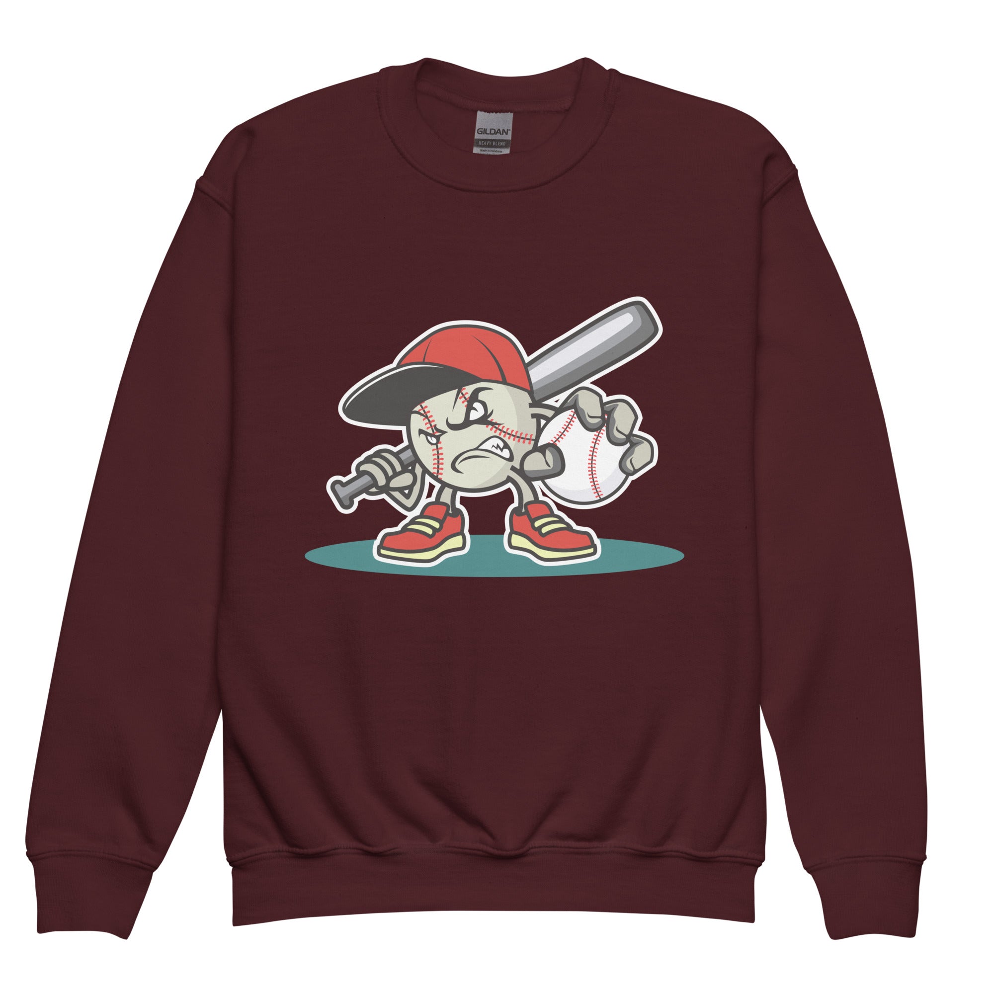 Youth crewneck sweatshirt- Baseball cartoon print