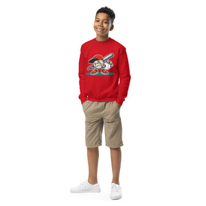 Youth crewneck sweatshirt- Baseball cartoon print