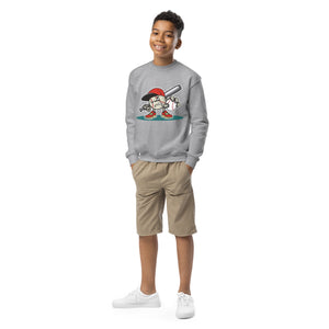 Youth crewneck sweatshirt- Baseball cartoon print