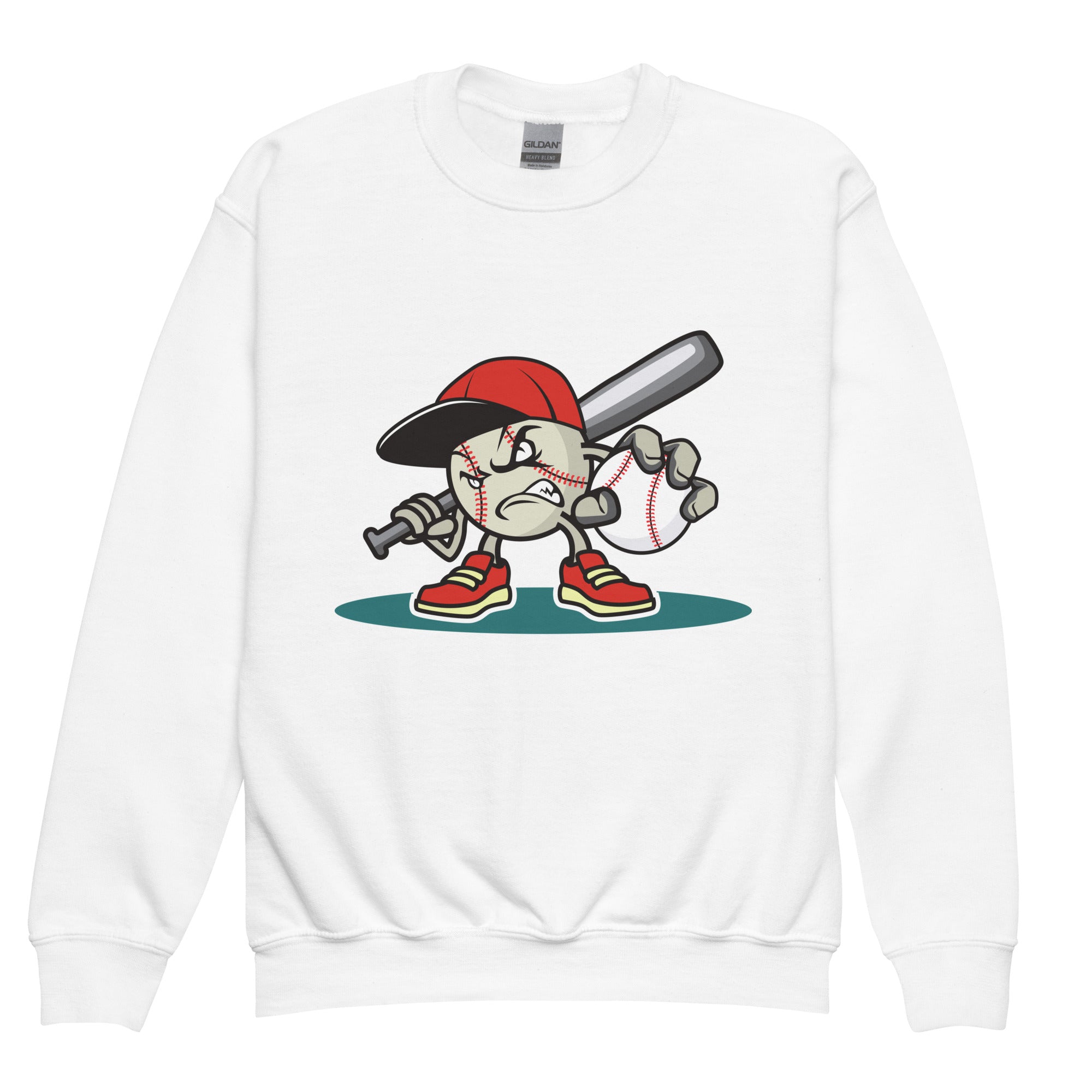 Youth crewneck sweatshirt- Baseball cartoon print