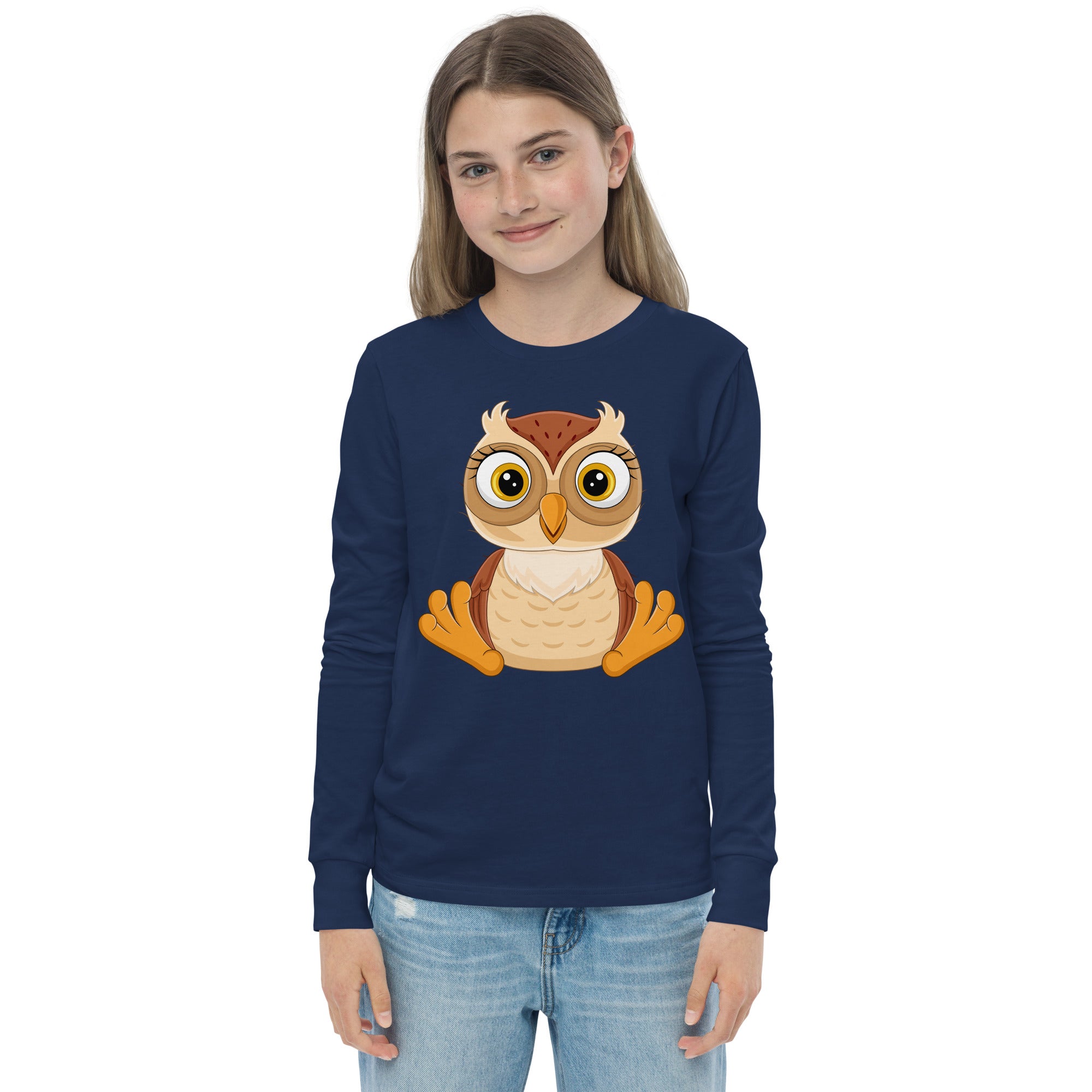 Youth long sleeve tee- Classic Cute owl print