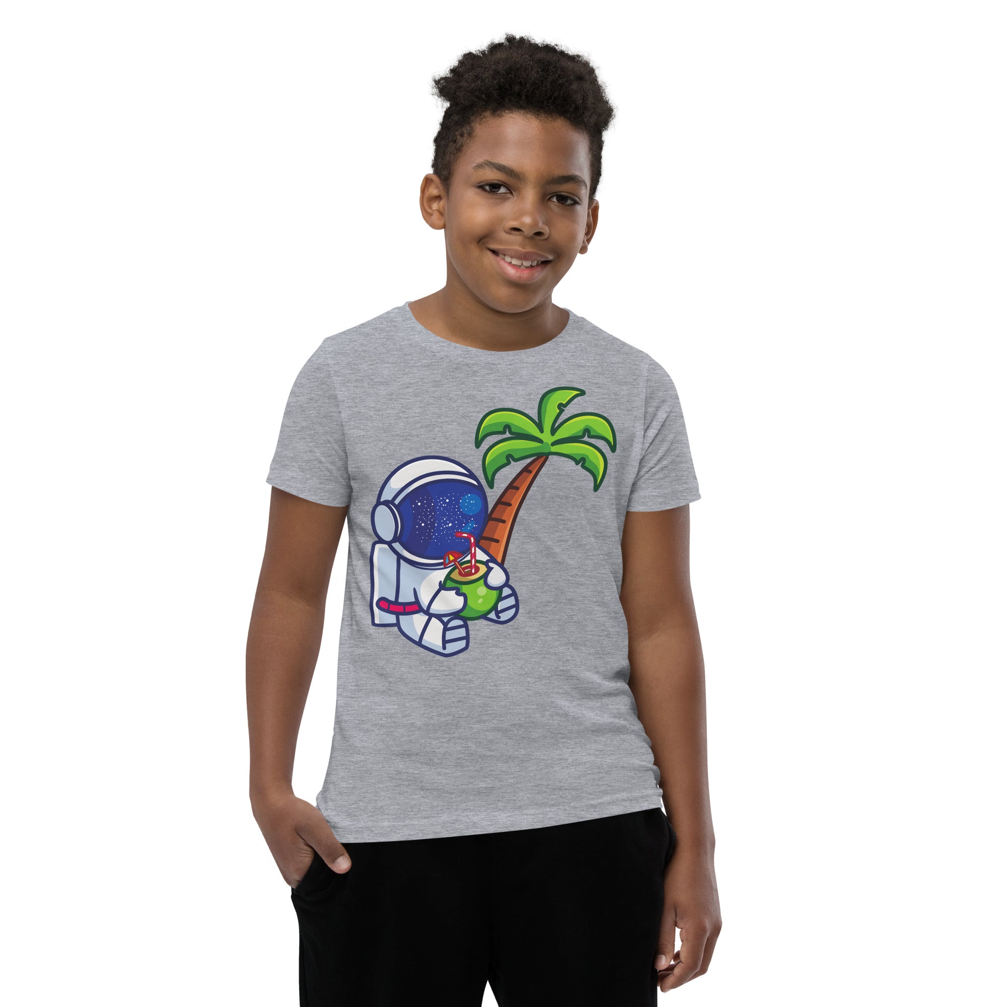 Youth Short Sleeve T-Shirt- Astronaut cartoon print