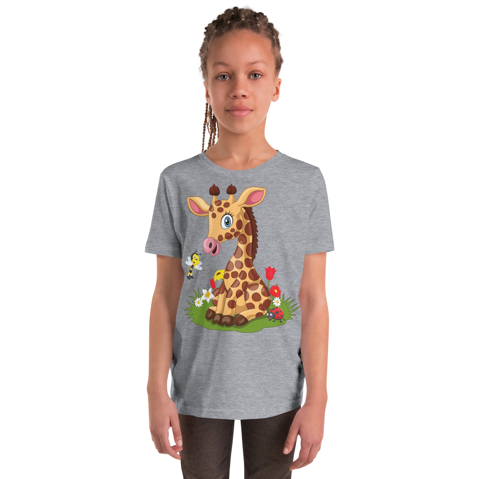 Youth Short Sleeve T-Shirt- Classic Giraffe Cartoon print