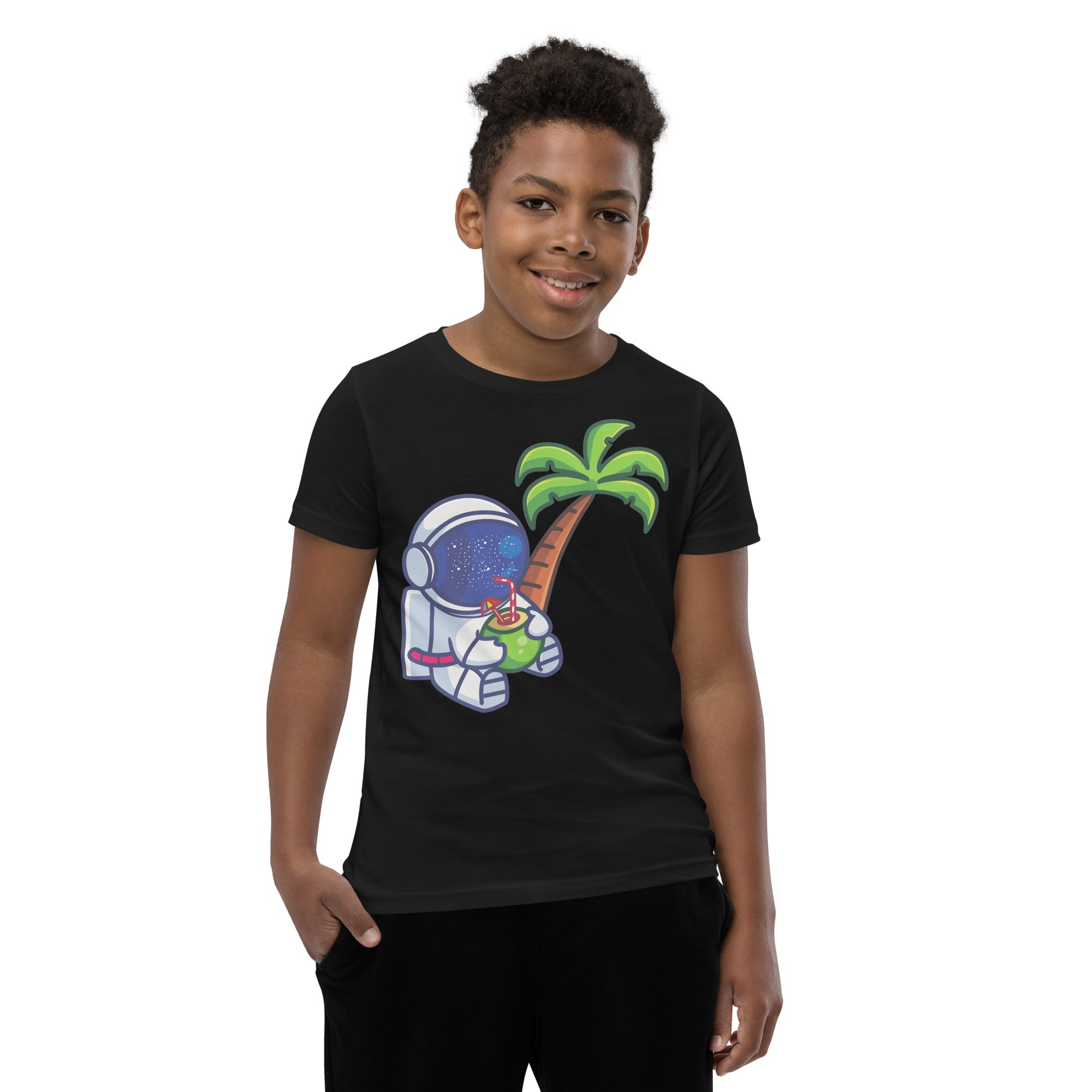 Youth Short Sleeve T-Shirt- Astronaut cartoon print