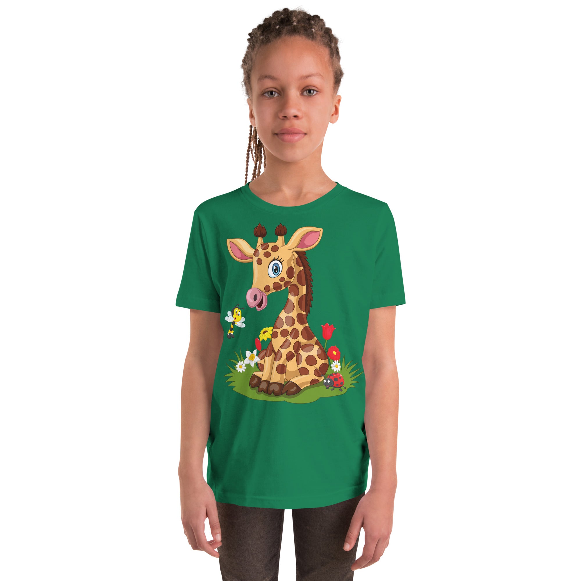 Youth Short Sleeve T-Shirt- Classic Giraffe Cartoon print