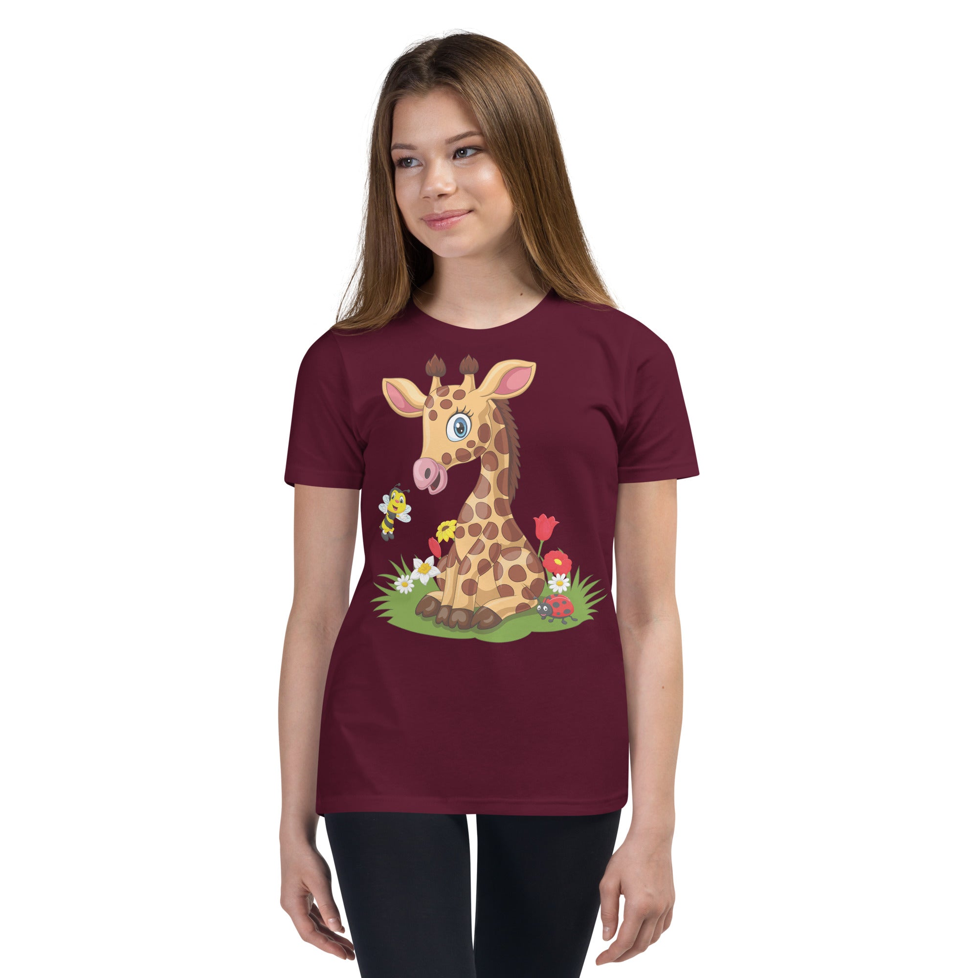 Youth Short Sleeve T-Shirt- Classic Giraffe Cartoon print