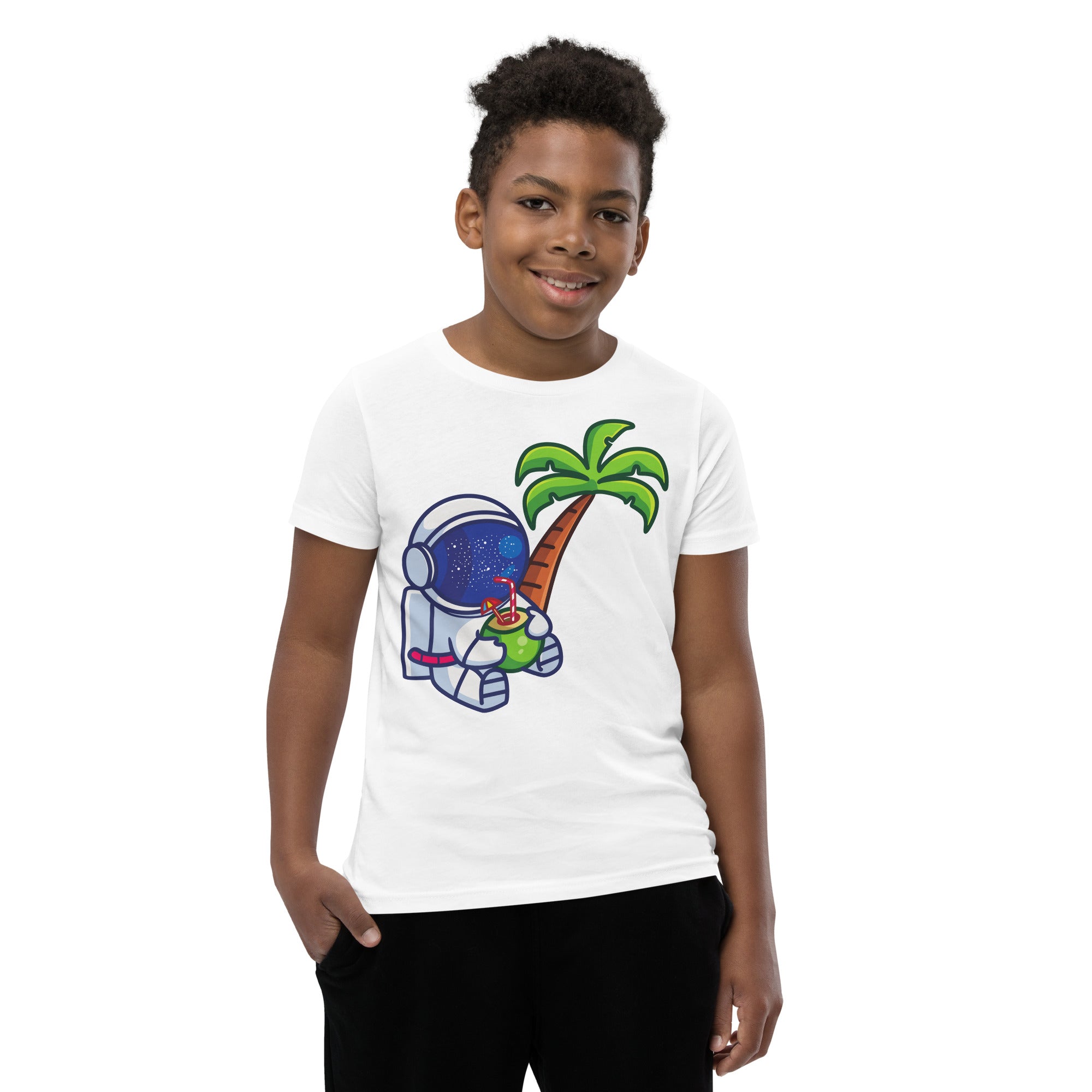 Youth Short Sleeve T-Shirt- Astronaut cartoon print