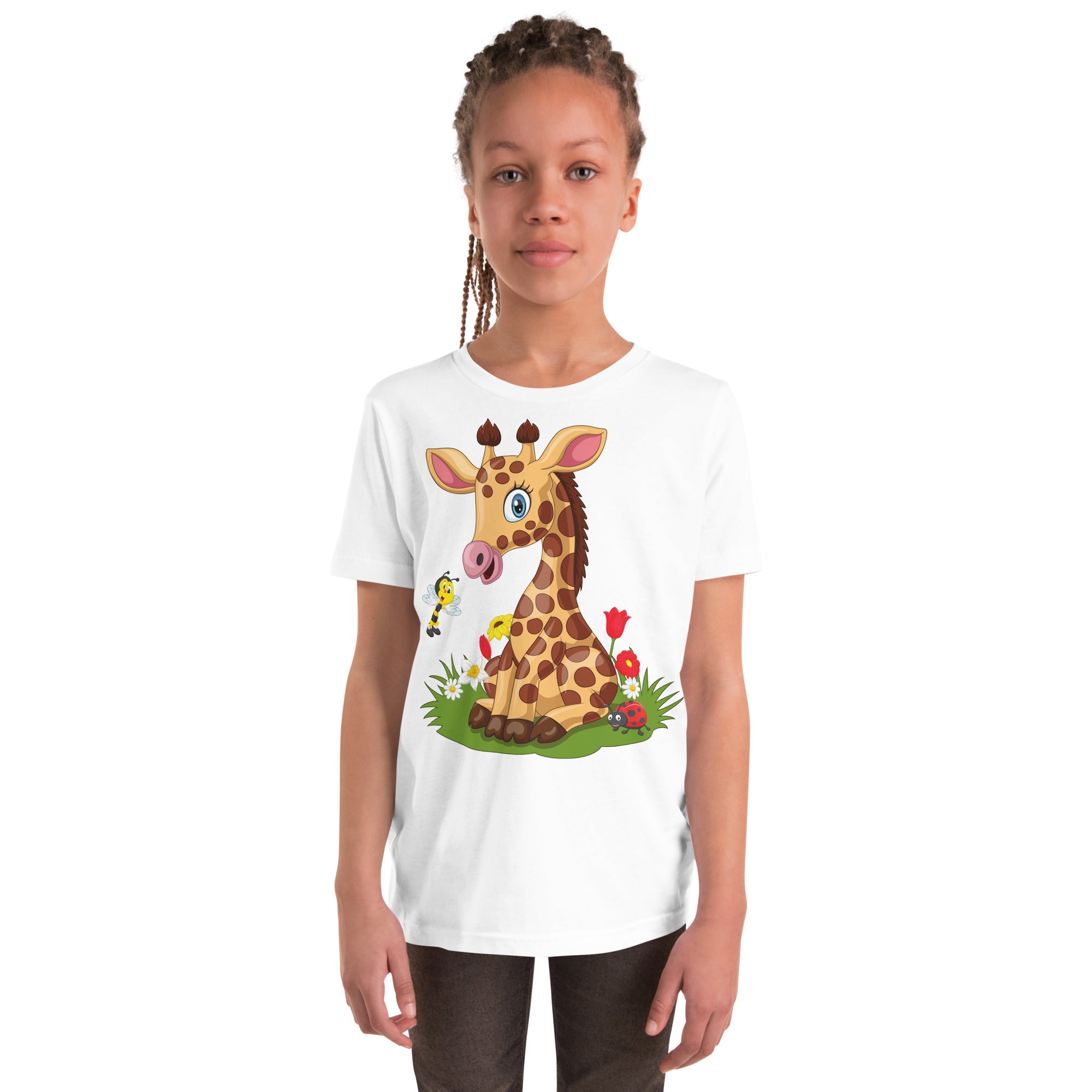 Youth Short Sleeve T-Shirt- Classic Giraffe Cartoon print